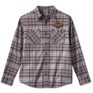 Harley-Davidson Men’s 120th Anniversary Grey Plaid Shirt Medium